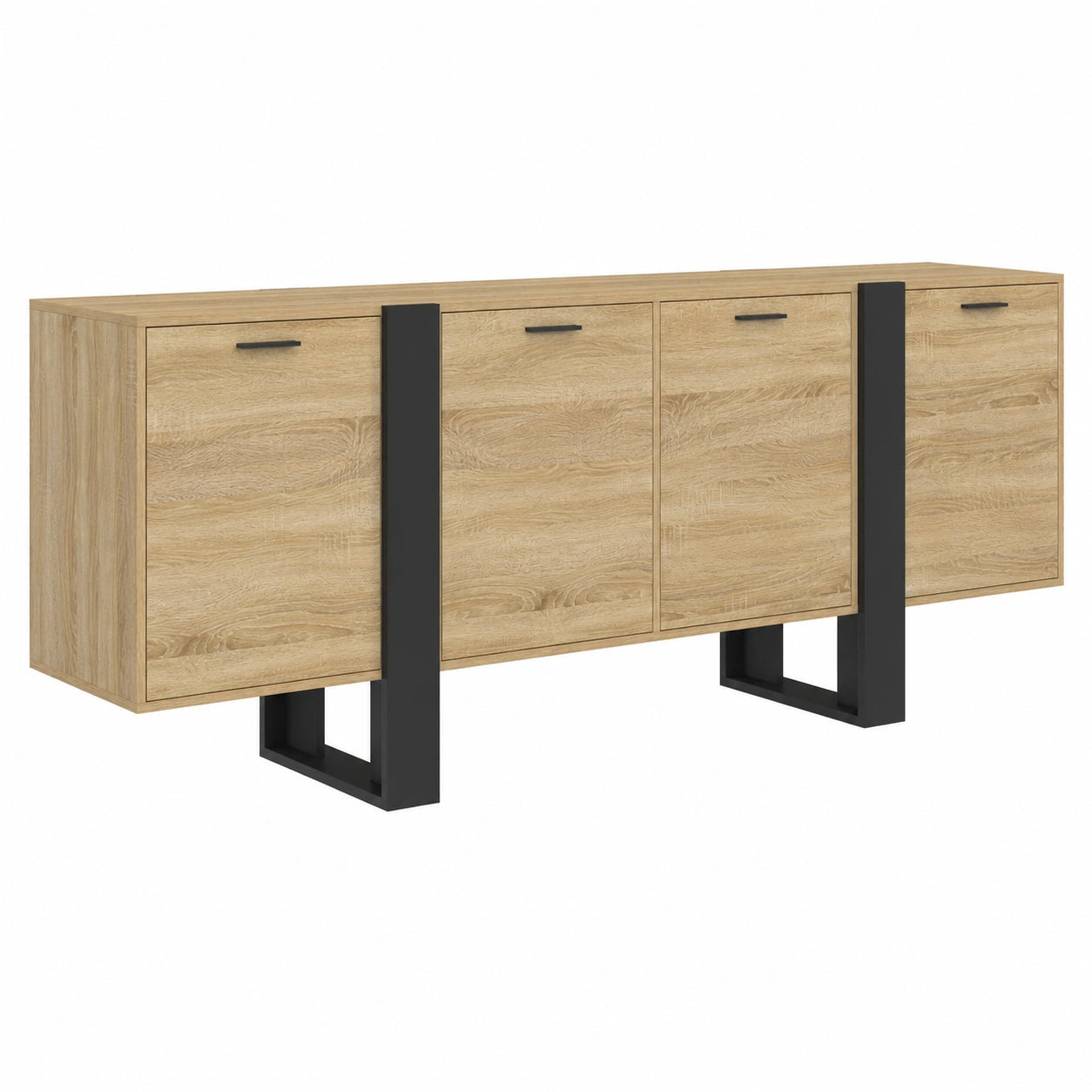 buffet-enfilade-200-cm-4-portes-bois-et-noir-oixxtt8875bo
